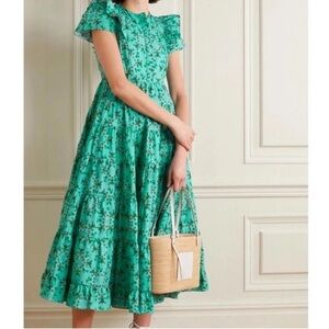 Cefinn Sawyer Maxi Dress Green Floral Size 6 British Fashion Princess Kate